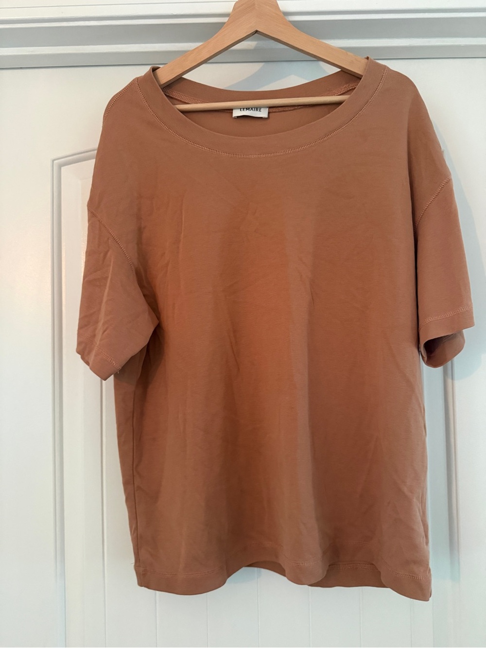 Lemaire Short Sleeve Crewneck Top in Terracotta Brown